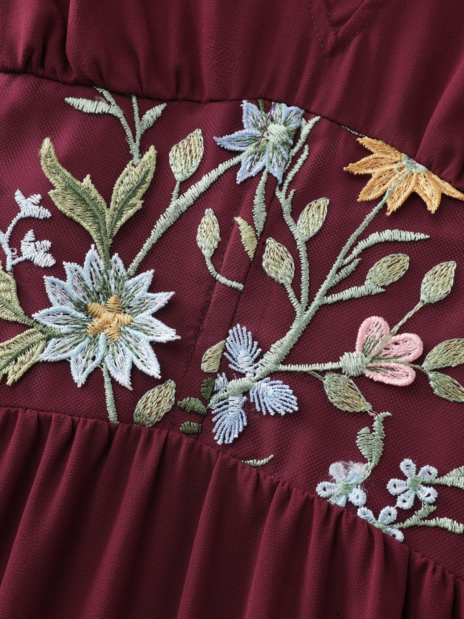 Floral Embroidered V-Neck Sleeveless Maxi Dress