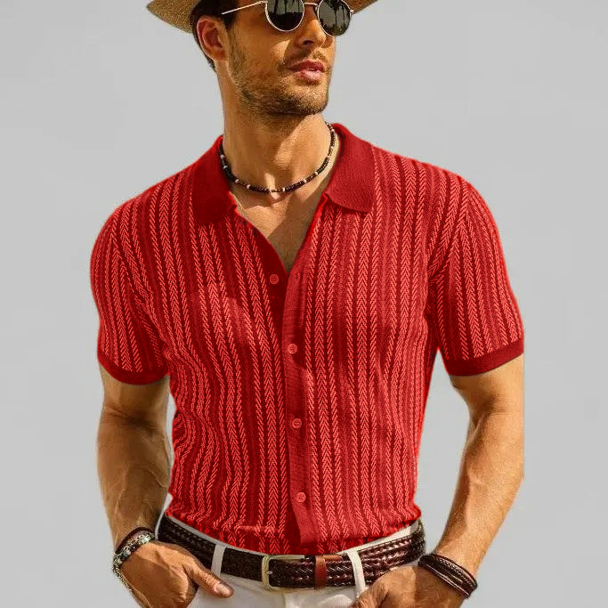 Men’s Retro Knit Button Polo Shirt