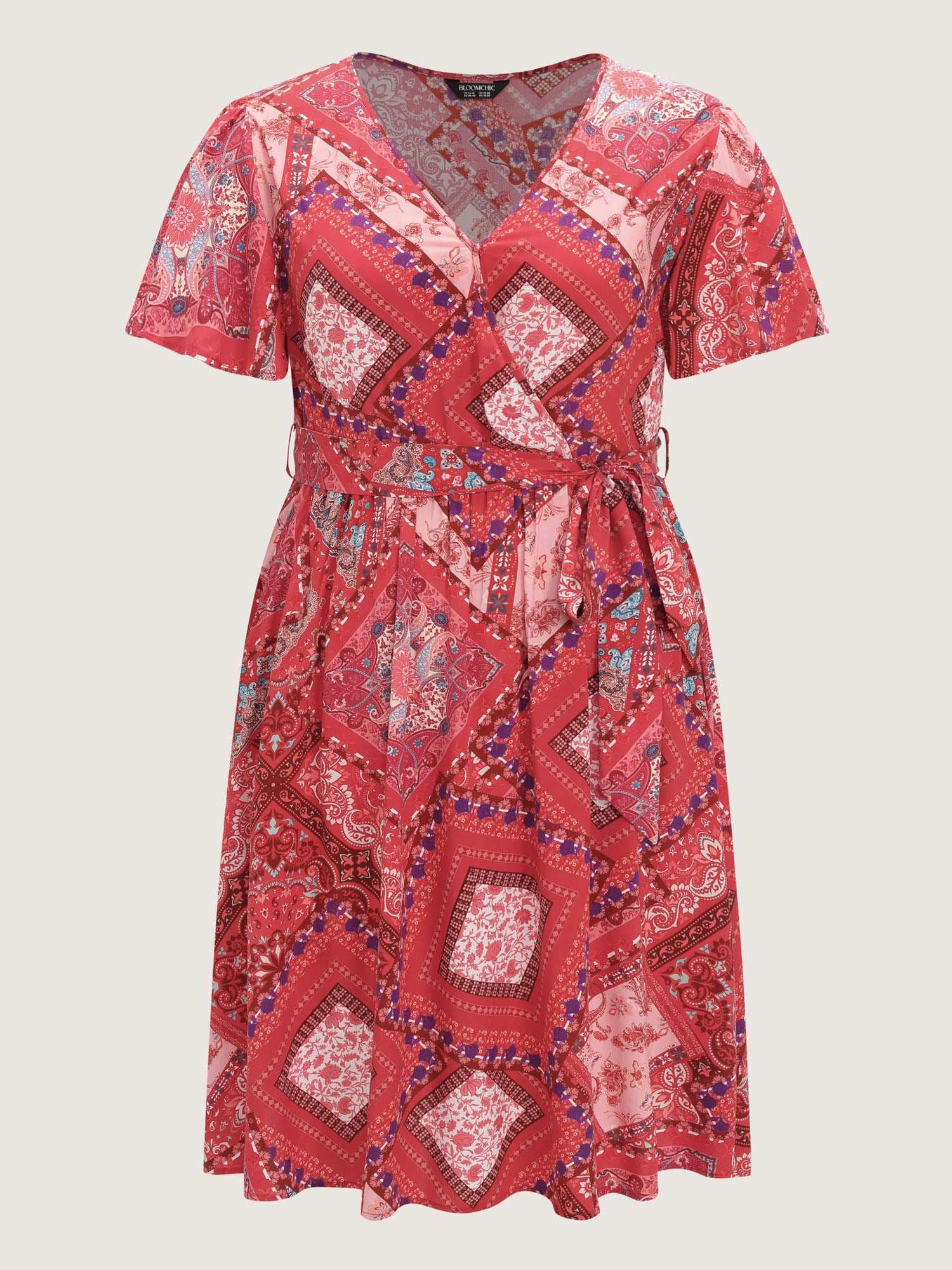 Supersoft Floral Patchwork Print Waist-Tie Midi Dress