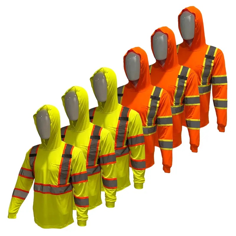 12/6 PACK SHIRT High Visibility Long Sleeve Safety Shirt with hoodie