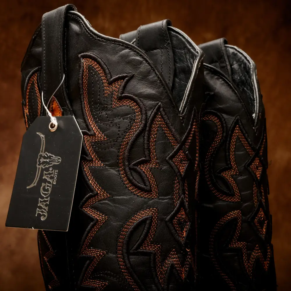 Cognac Ostrich Leather Boots - Square Toe