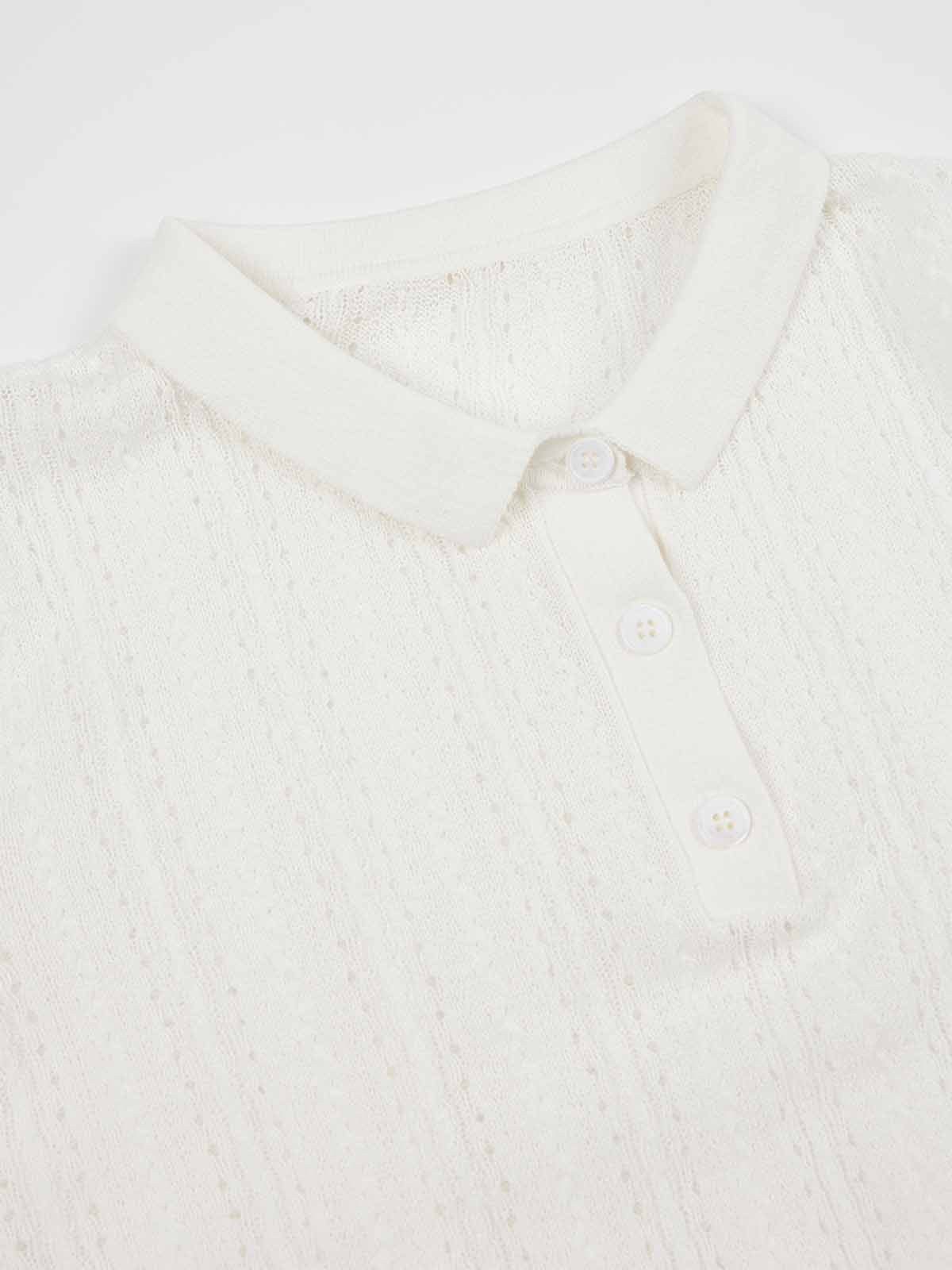 ASOBIO Ribbed Knit Polo Top