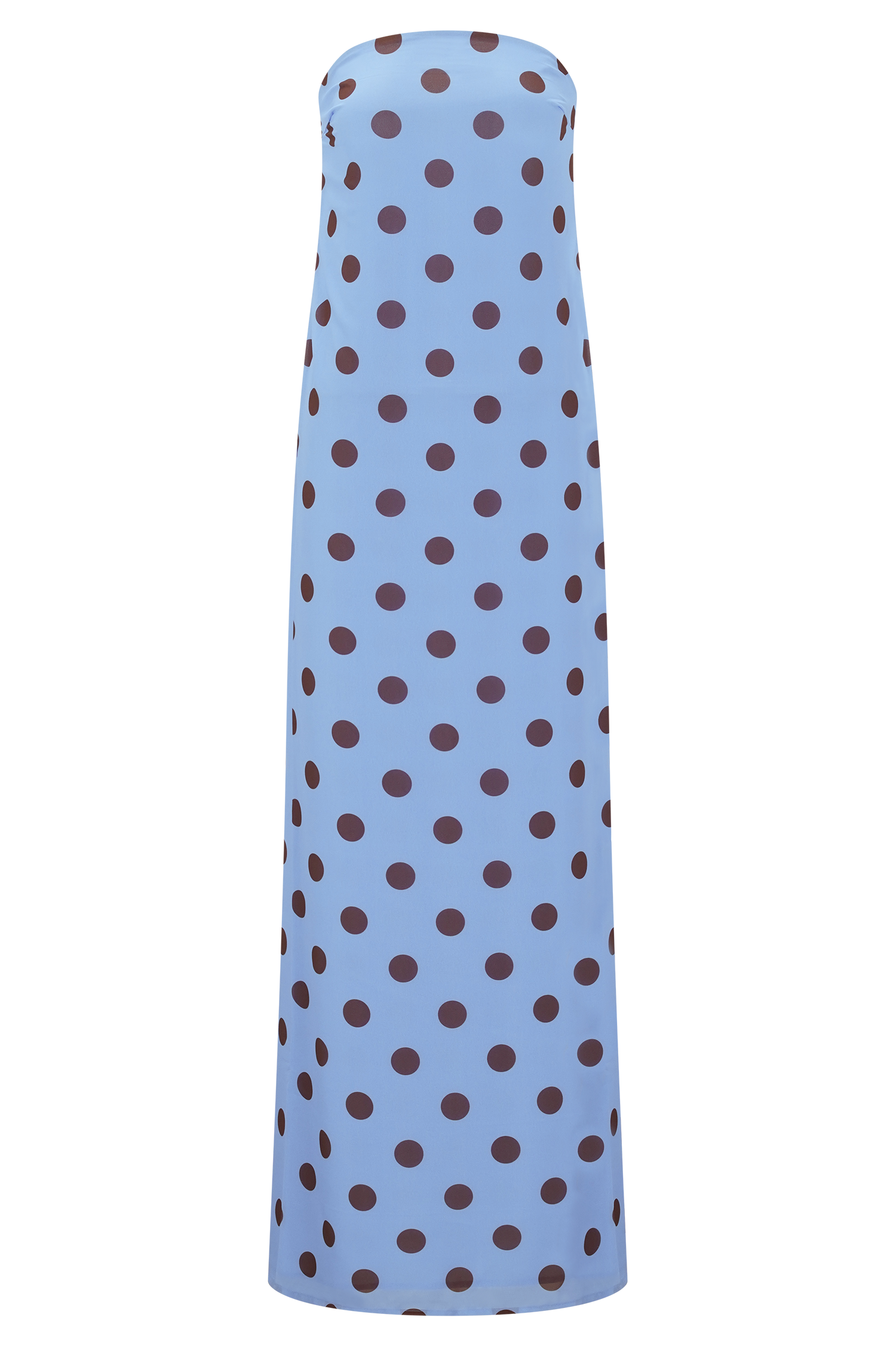 Dot Strapless Chiffon Maxi Dress