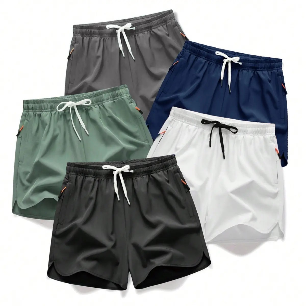 Men's Drawstring Zipper Pocket Shorts, Casual ElasticWaist Beach Shorts for Summer