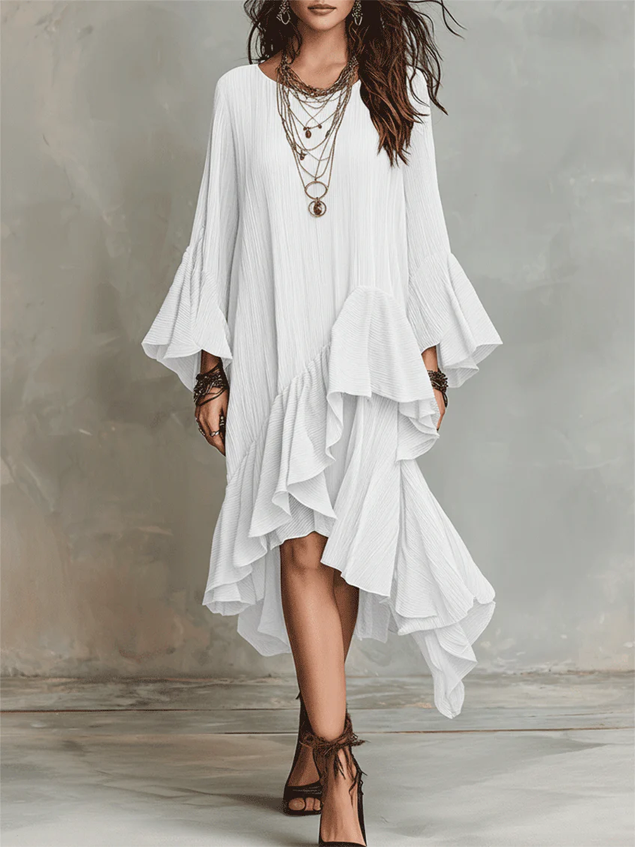 Elegant Romantic Multi-layered Irregular Hem Dress