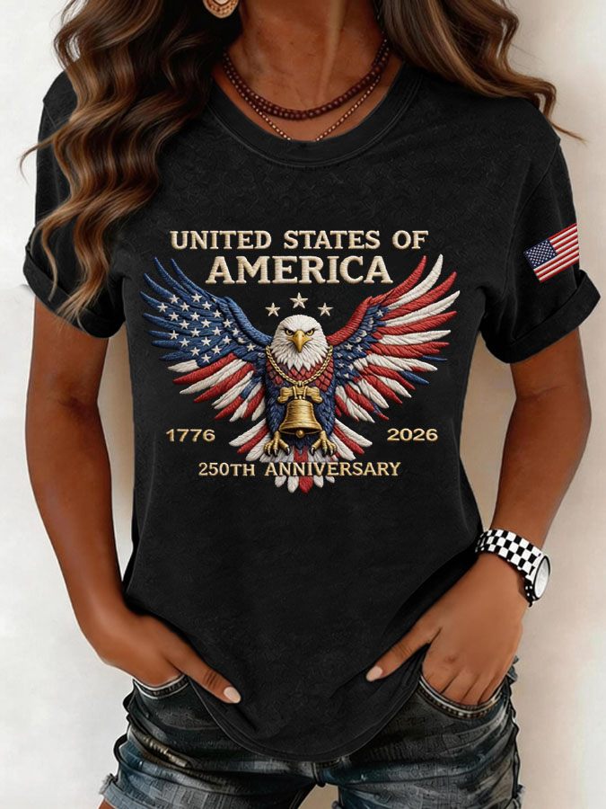 Women'S Independence Day Round Neck T-Shirt