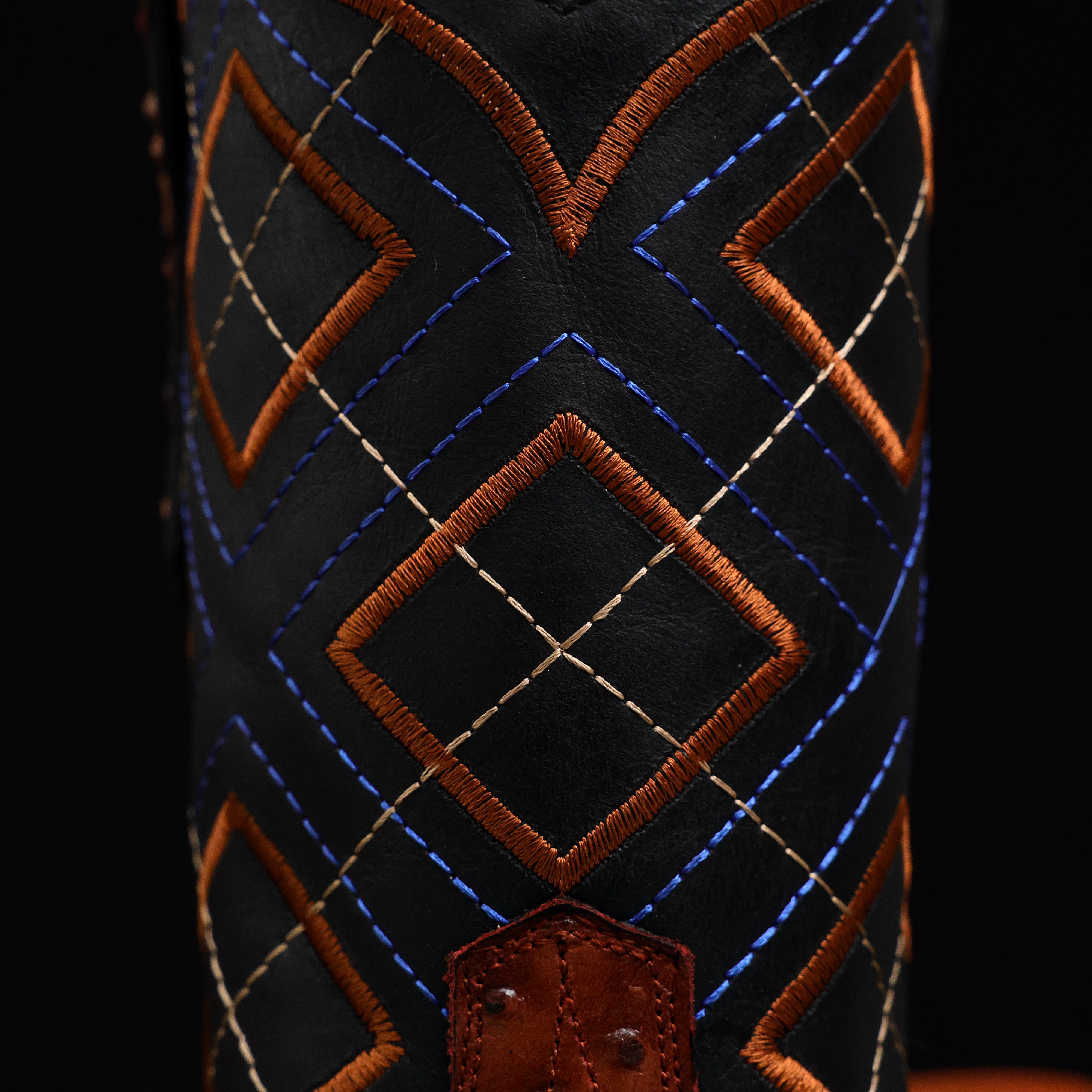 Cognac Ostrich Leather Boots - Square Toe