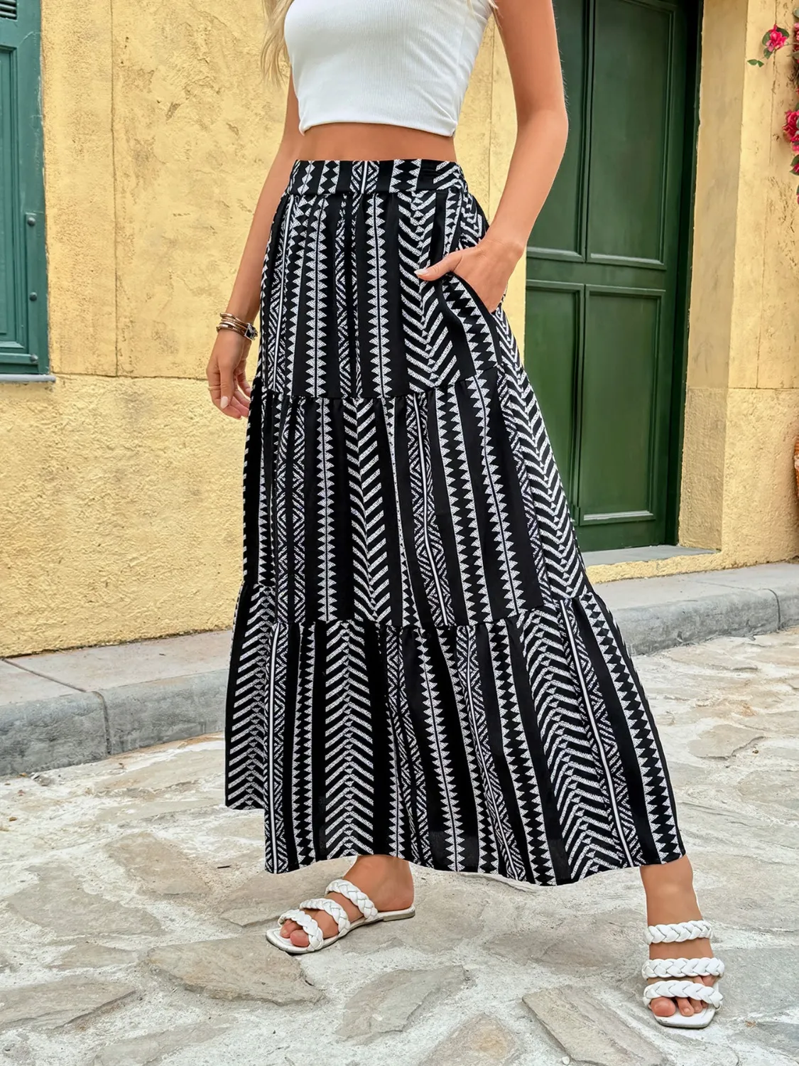 Printed High Waist Skirt