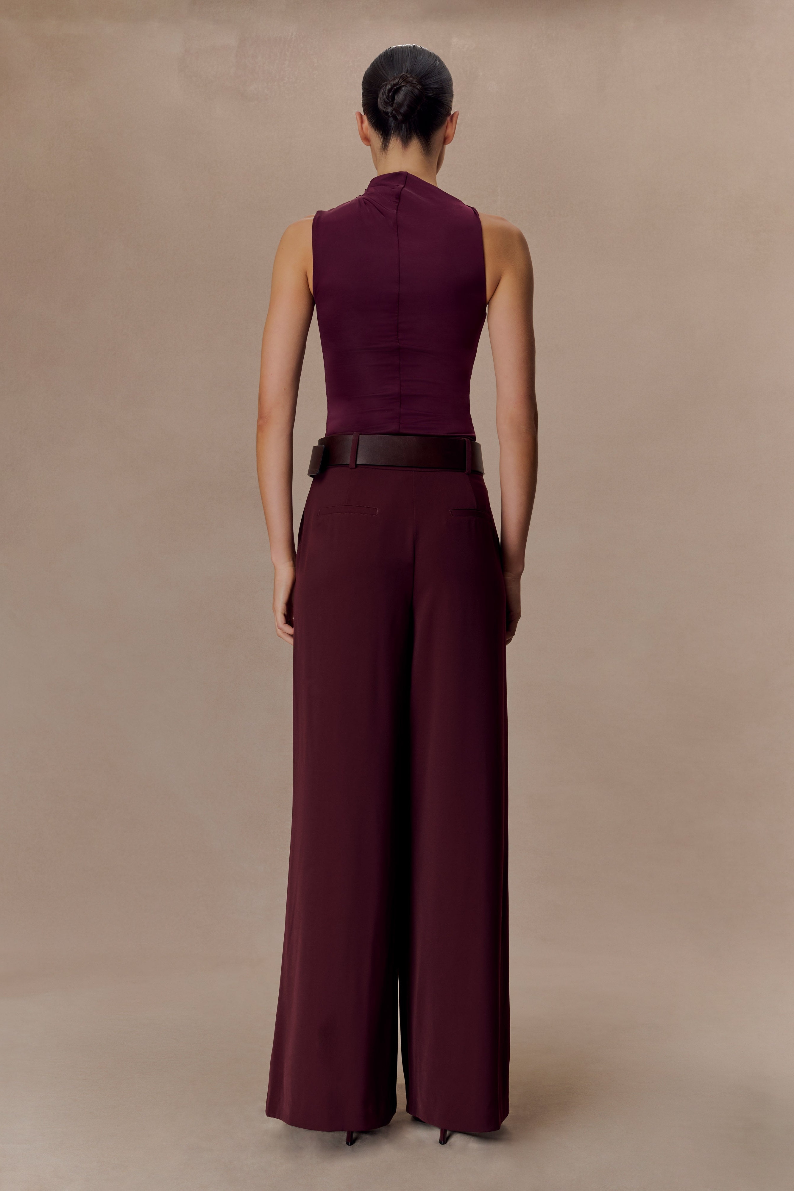 Burgundy Sleeveless Slinky Top