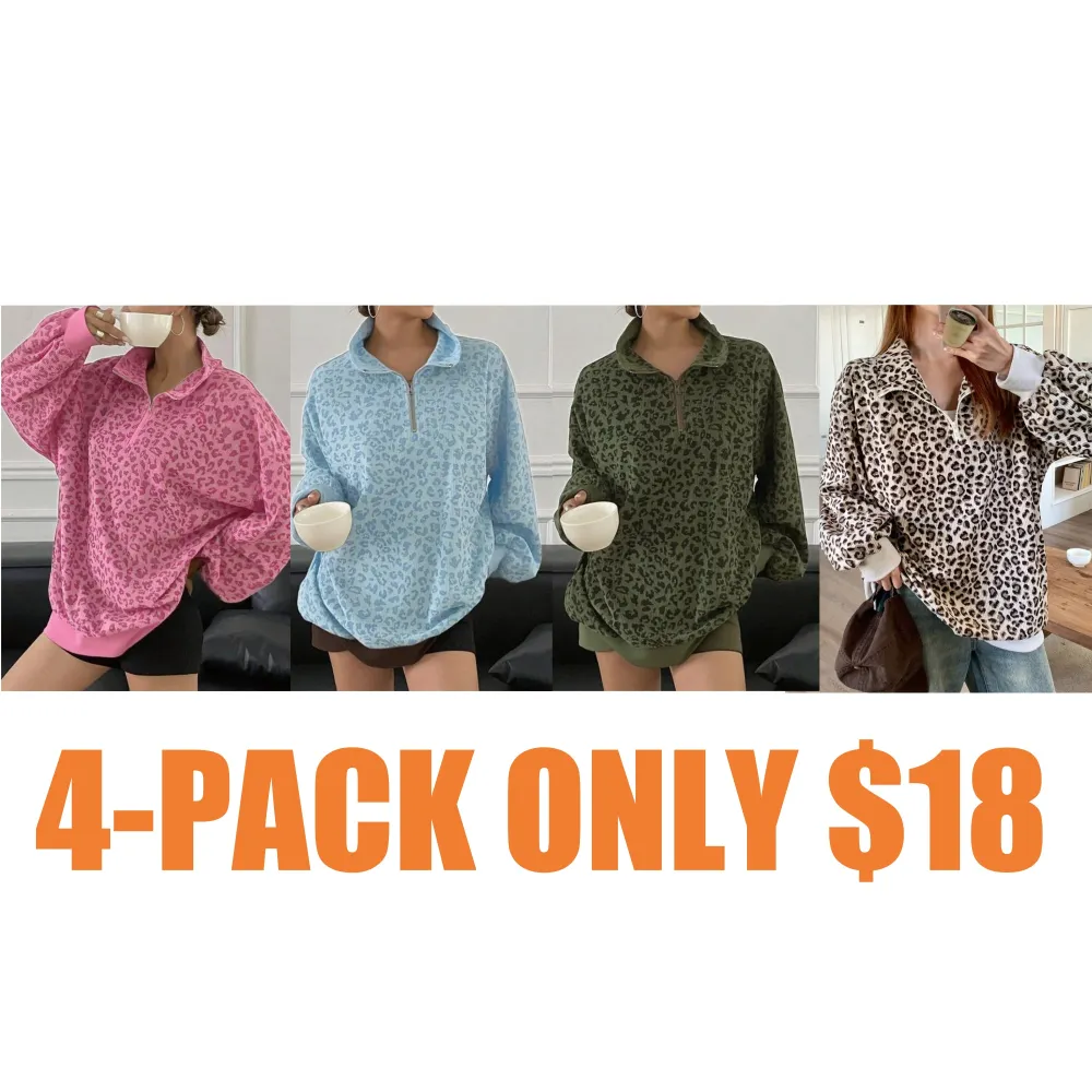 Women's Leopard Print Pullover Hoodie