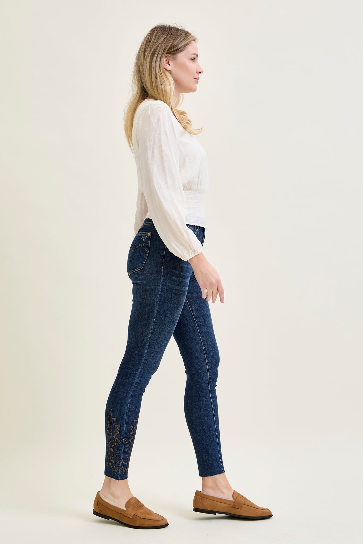 Sarah High Rise Skinny With Western Embroidery Detail