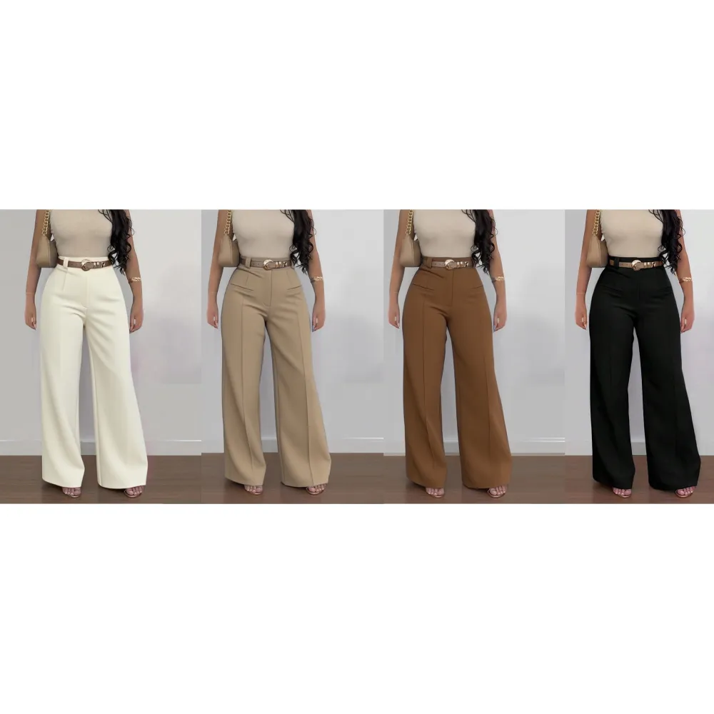 Women's Plain Pocket Wide Leg Fit Pants