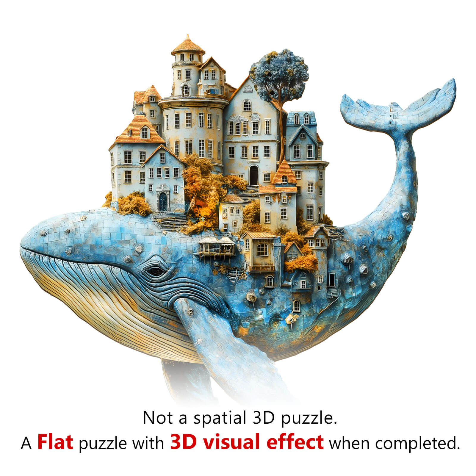 3D Whale City Wooden Jigsaw Puzzle
