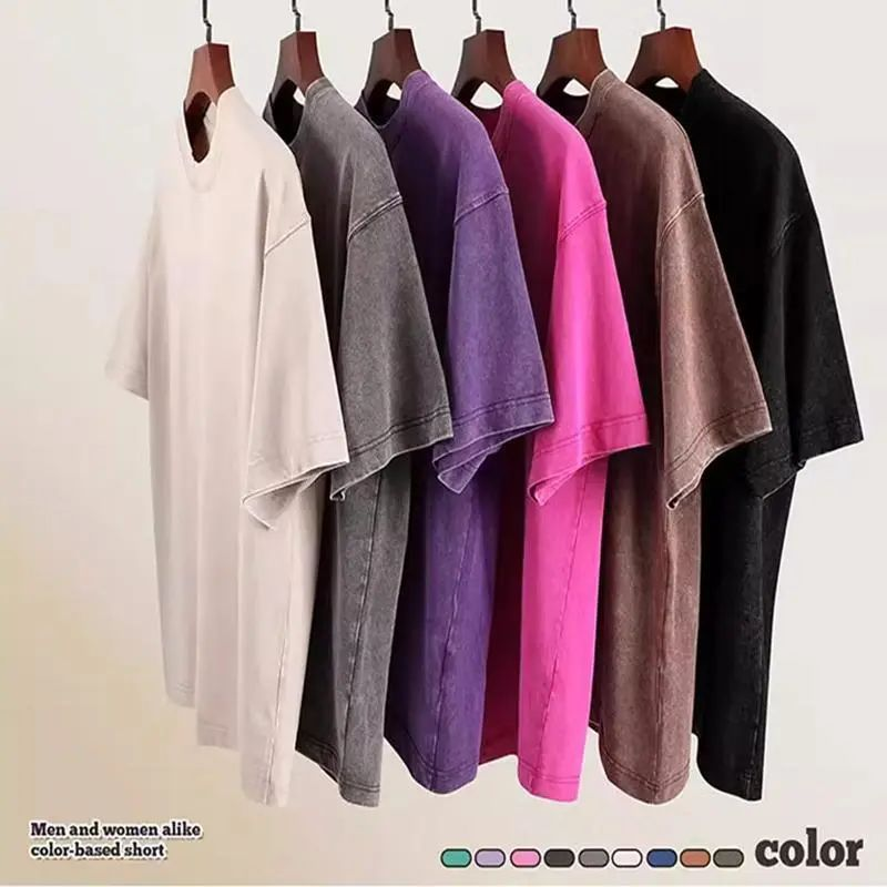 1/4 Pack Oversized Tshirts for Gym Vintage Heavyweight T Shirts Cotton Workout Acid Wash Baggy Tees