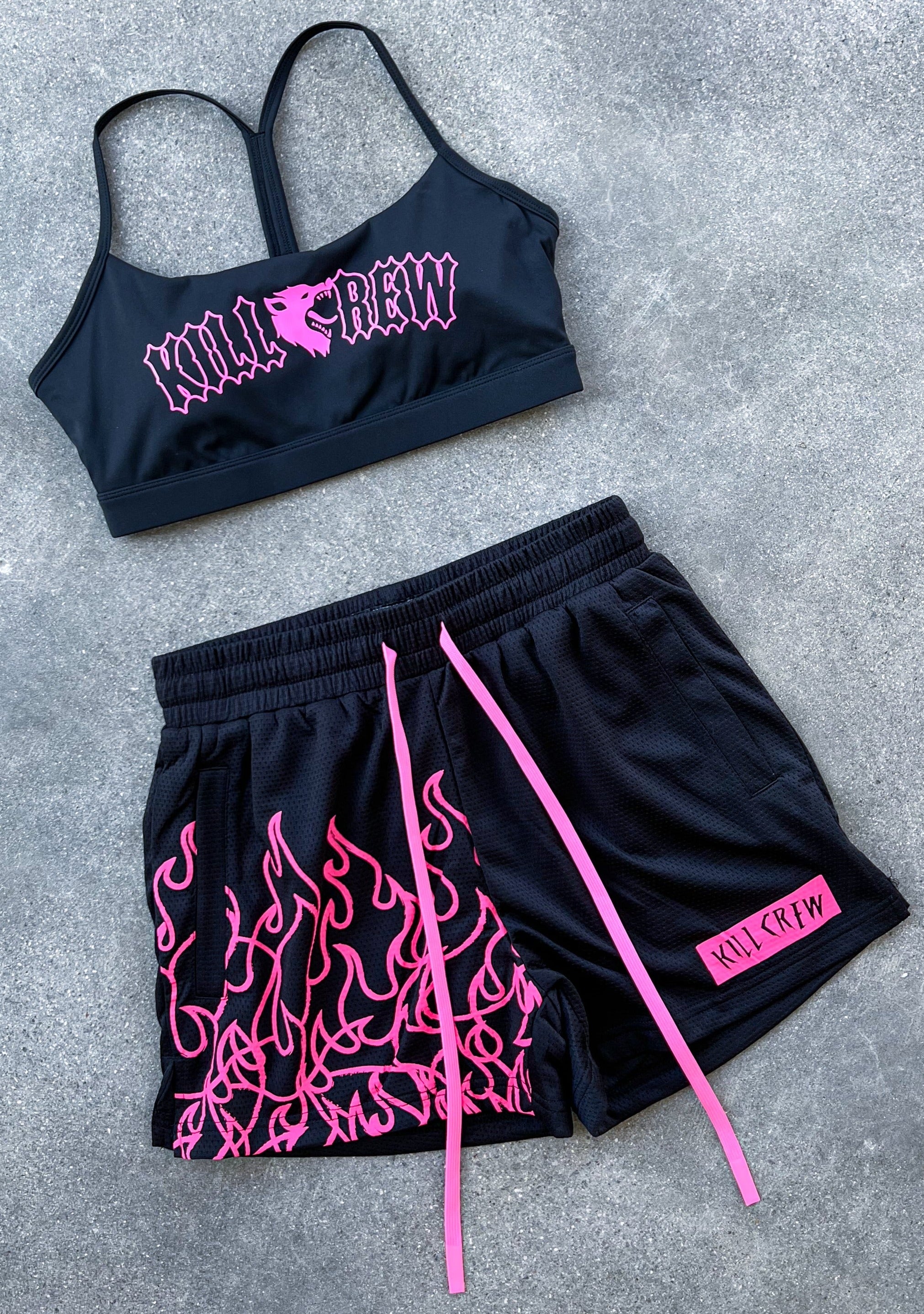 CLASSIC SPORTS BRA - BLACK / PINK