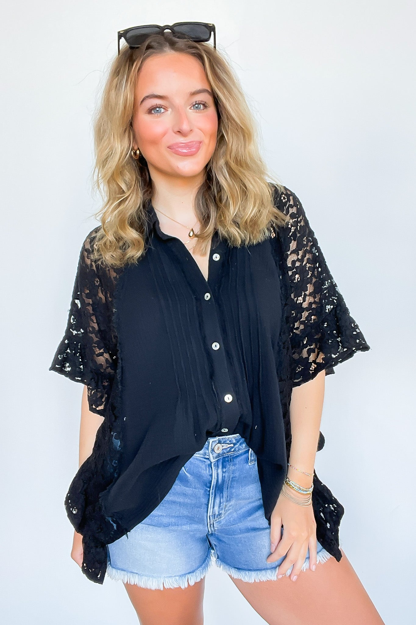 Lace Button Down Top
