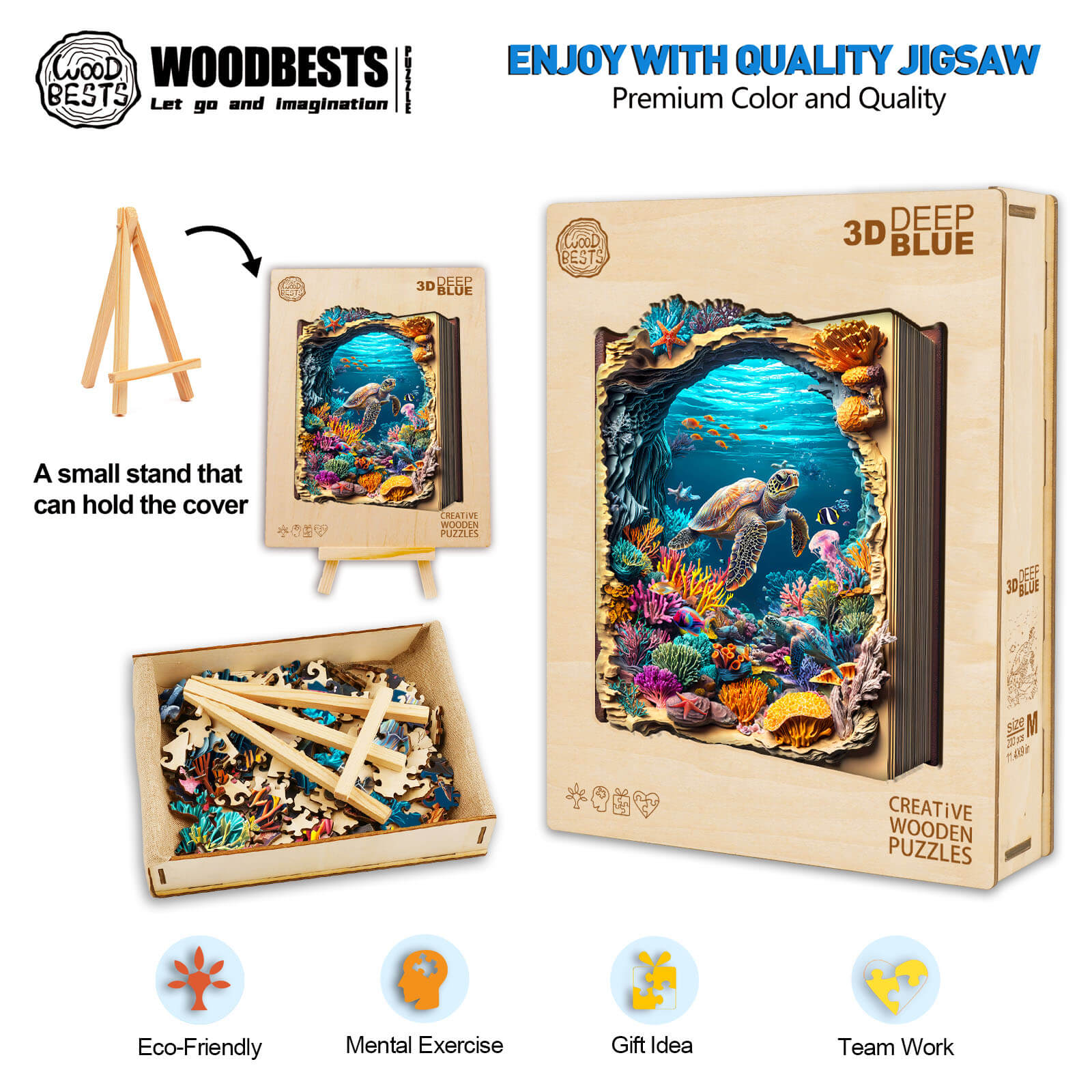 Deep Blue Wooden Jigsaw Puzzle