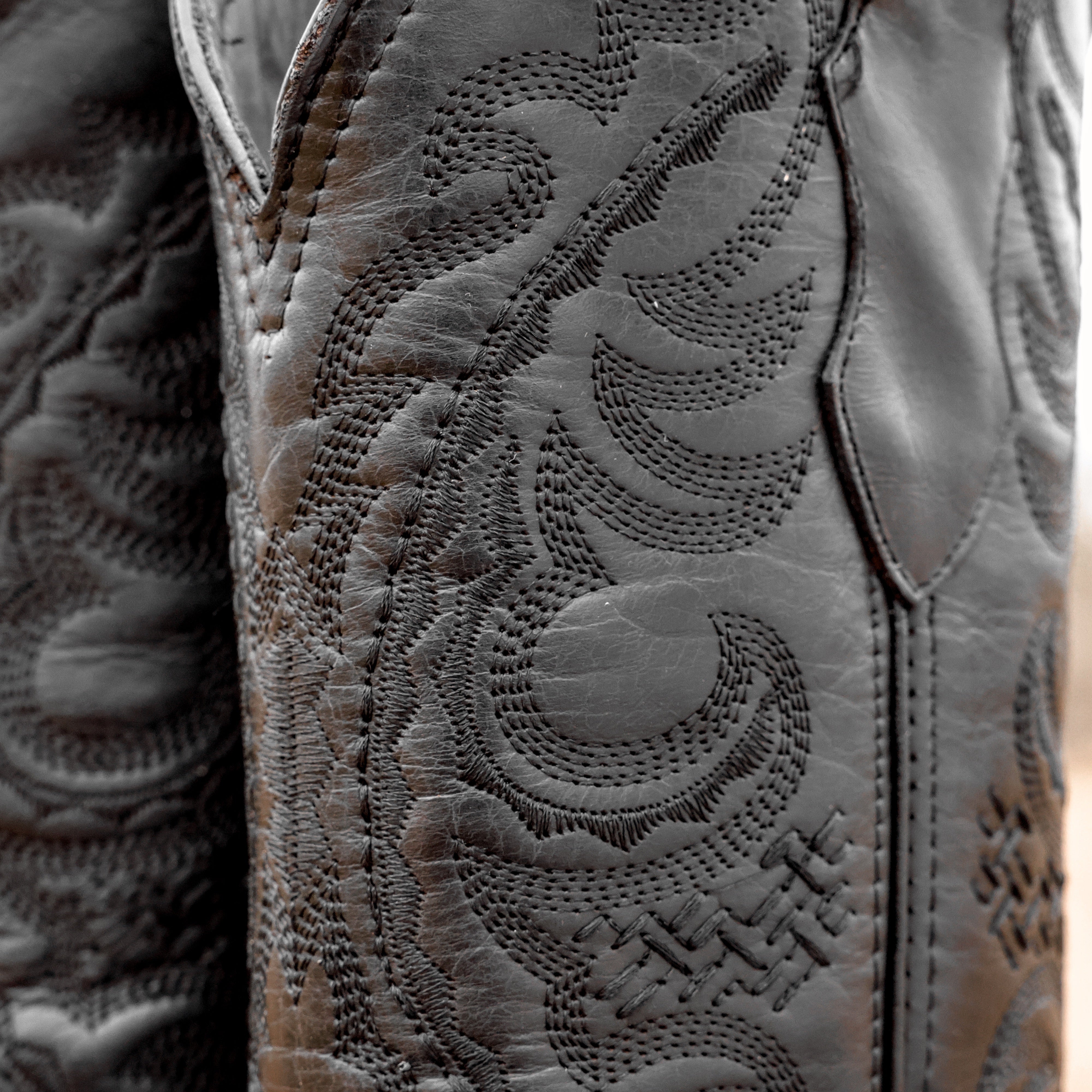 Matte Black Python Leather Boots - Square Toe