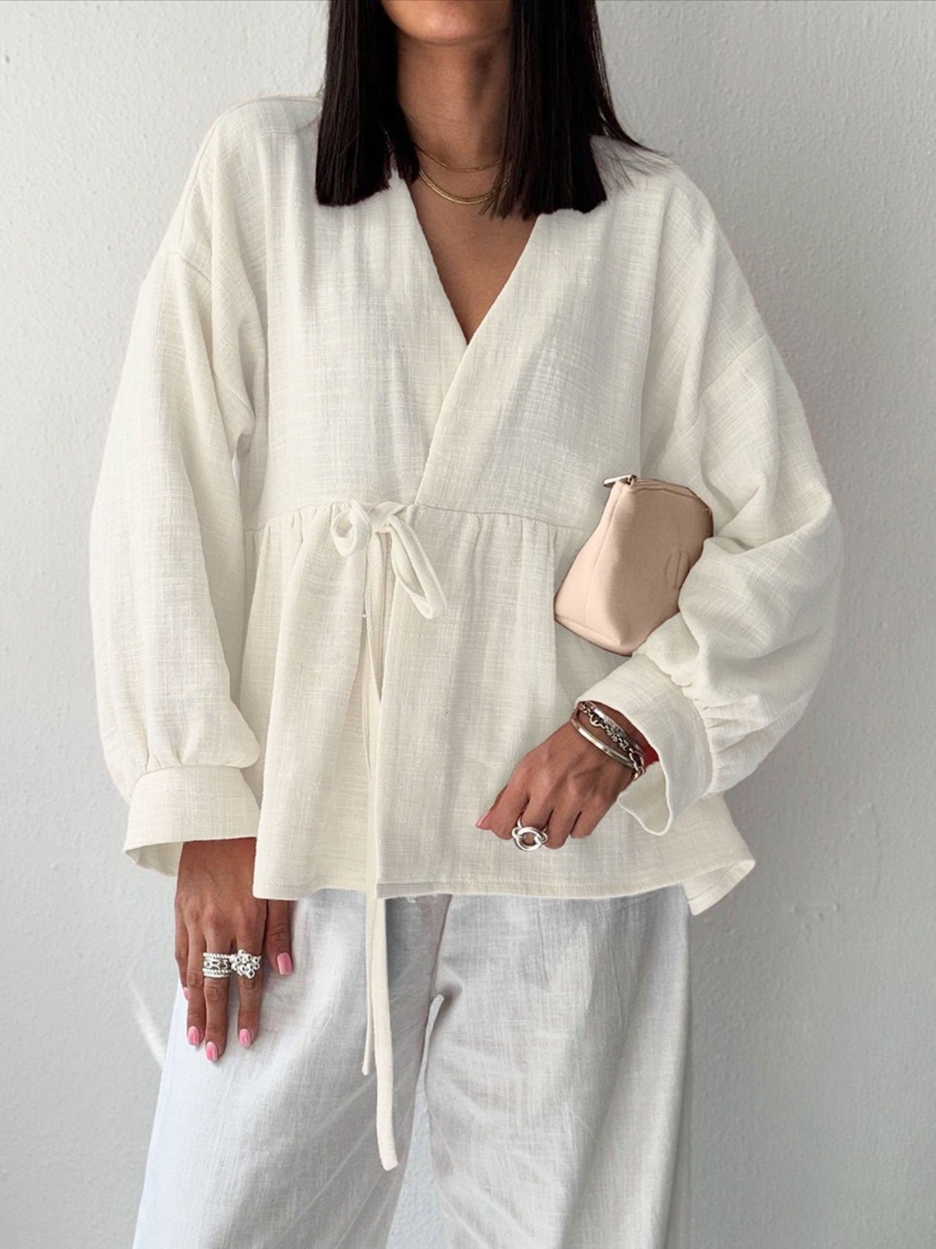 Tie Front Long Sleeve Shirt