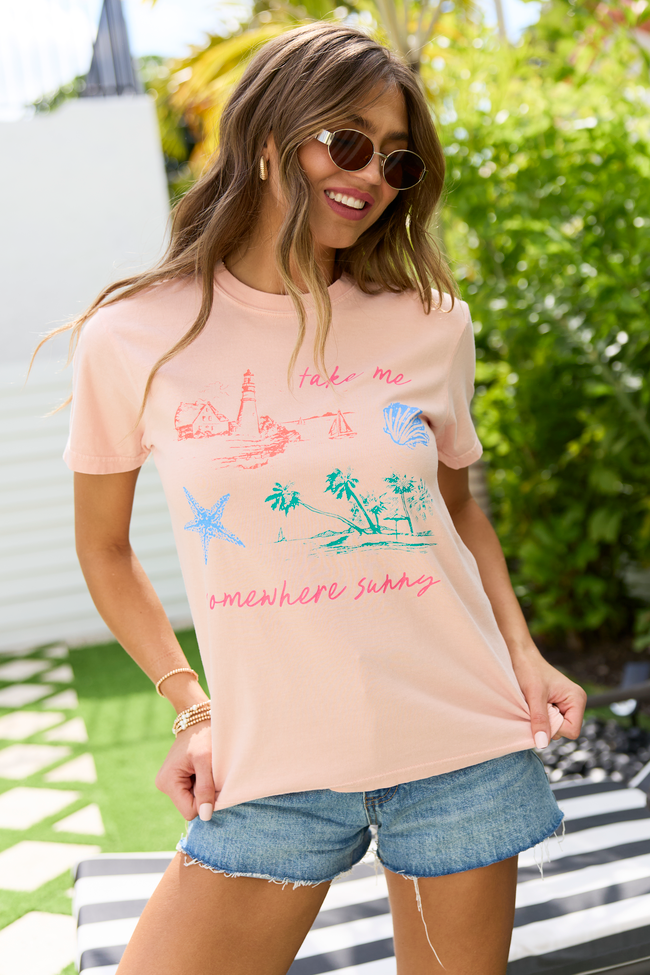 Take Me Somewhere Sunny Orange Graphic Tee