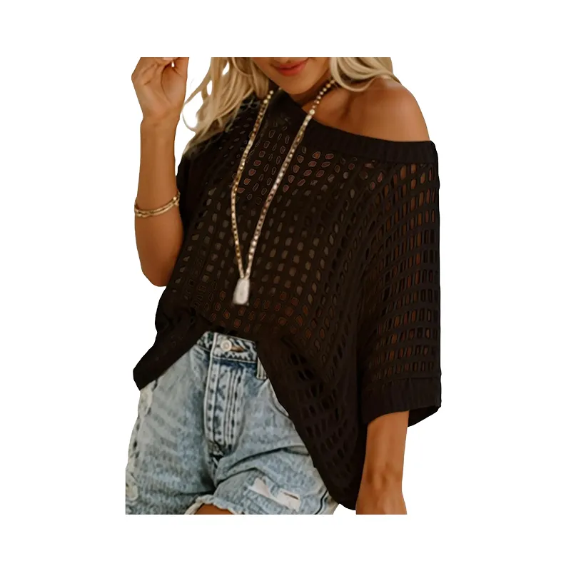 Women's Crochet Hollow-Out Beach Cover-Up & Casual Top