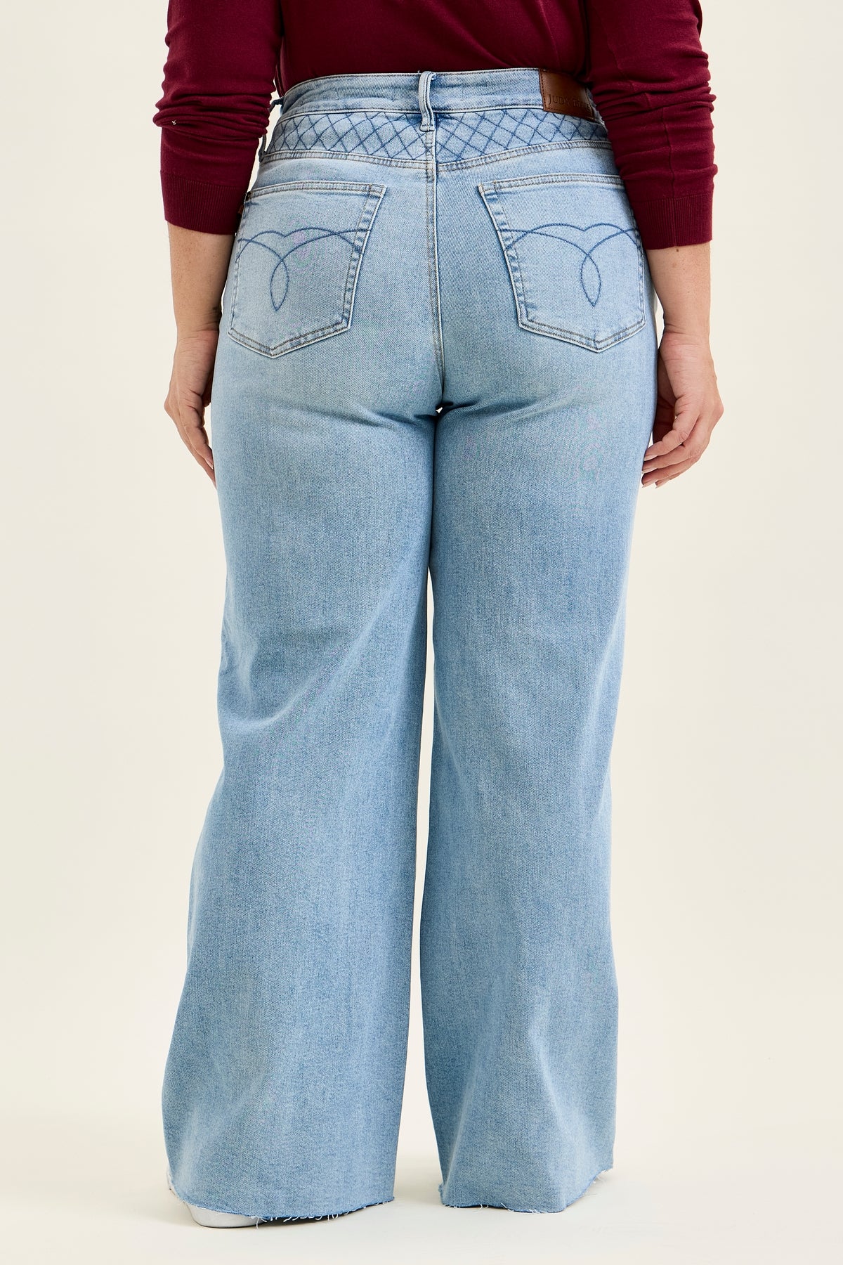 Lux Quilted Blue Retro Wide Leg - PLUS