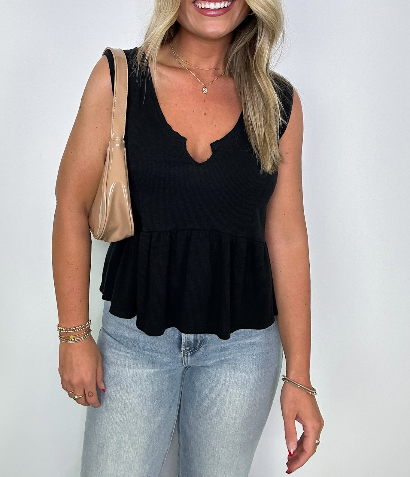 V-Neck Babydoll Tank Top