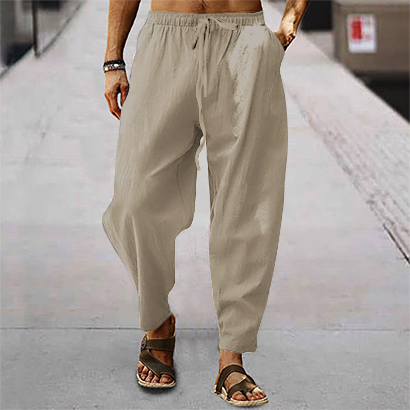 Men's Vintage Drawstring Casual Cotton Linen Pants