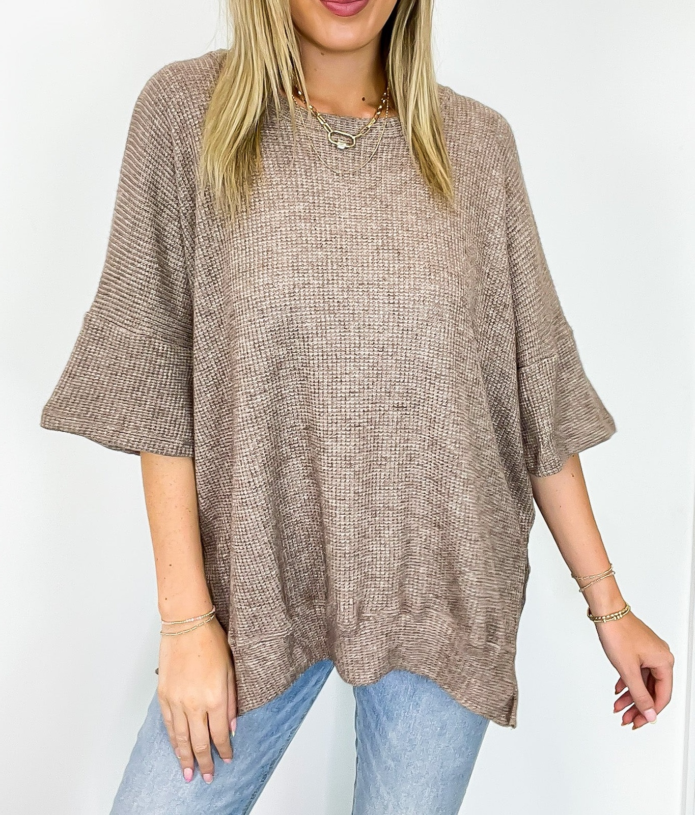 Waffle Knit Oversized Top