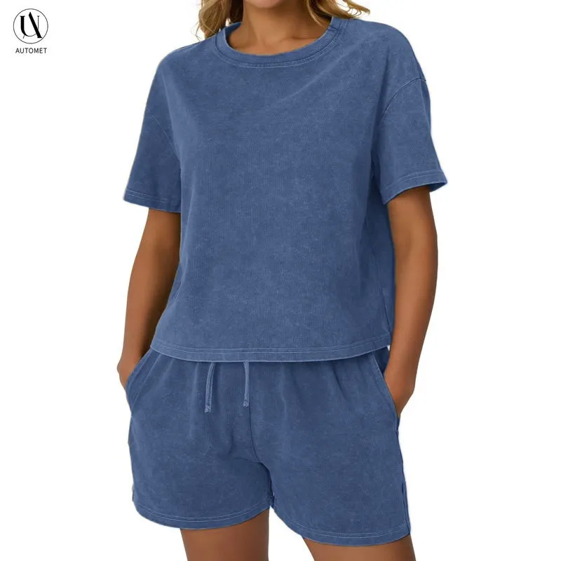 Comfort Fit Tank & Shorts Set – Acid Wash Look