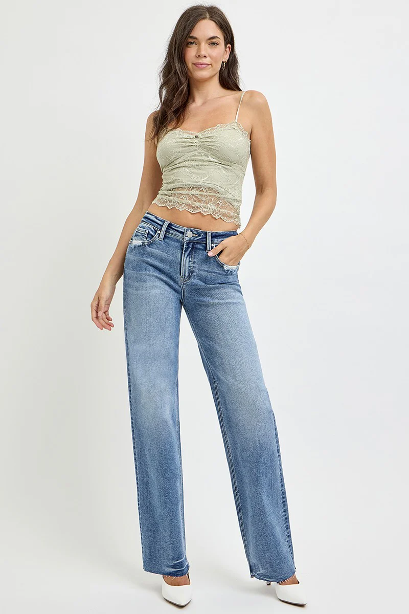 Full Size High Rise Straight Leg Jeans with Pockets