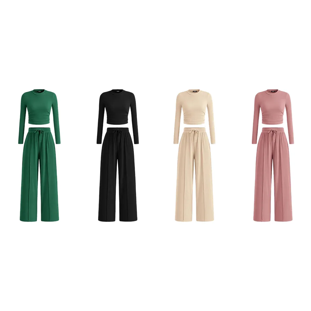 Women's 2-Piece Set – Top & Wide-Leg Pants