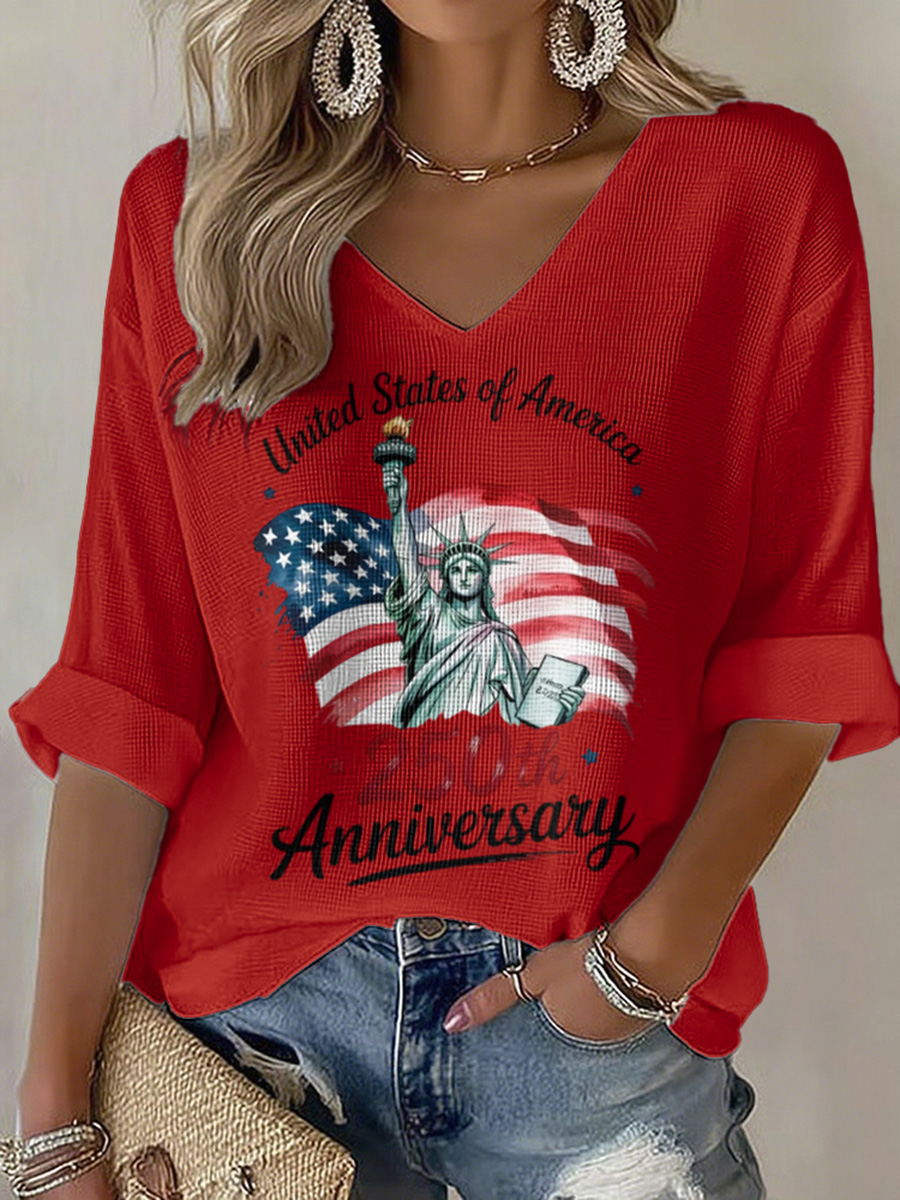 Commemorating The 250Th Anniversary Of American Freedom: Statue Of Liberty Printed Top
