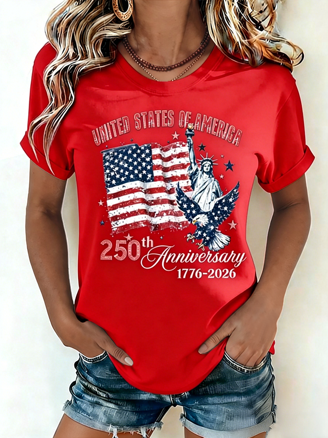USA 250th Anniversary Statue Of Liberty Eagle Vintage Patriotic Tee