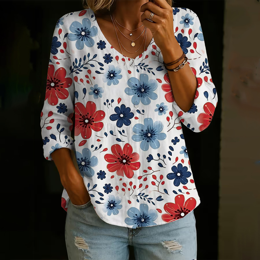Women's Floral Pattern Art Print Casual Shirt