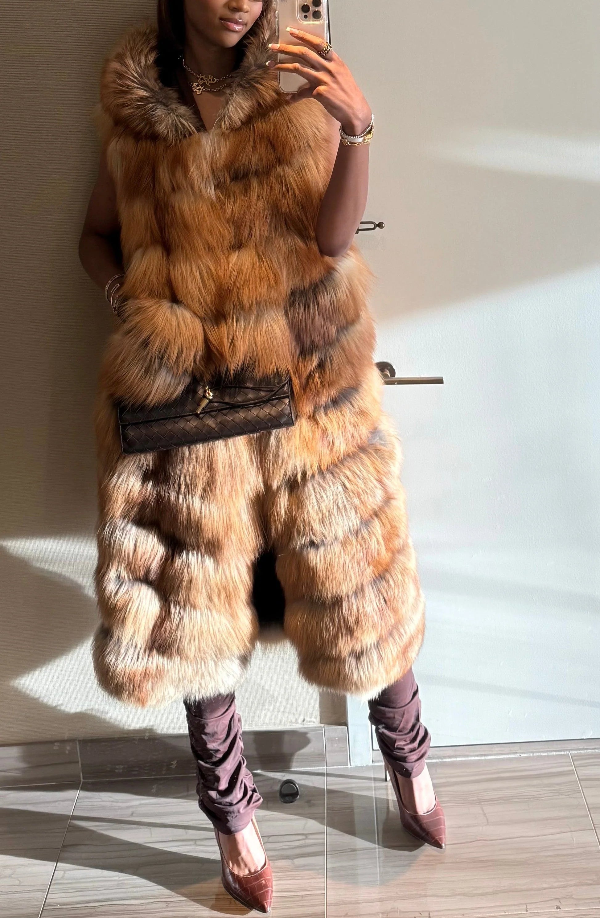 Natural Red Fox Full Length Vest（✔️Free shipping）