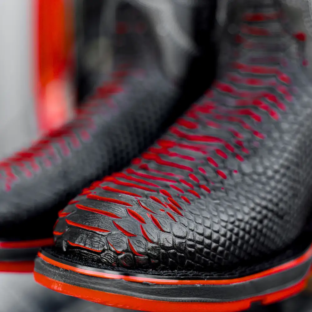 Black Cherry Python Leather Boots - Composite Toe