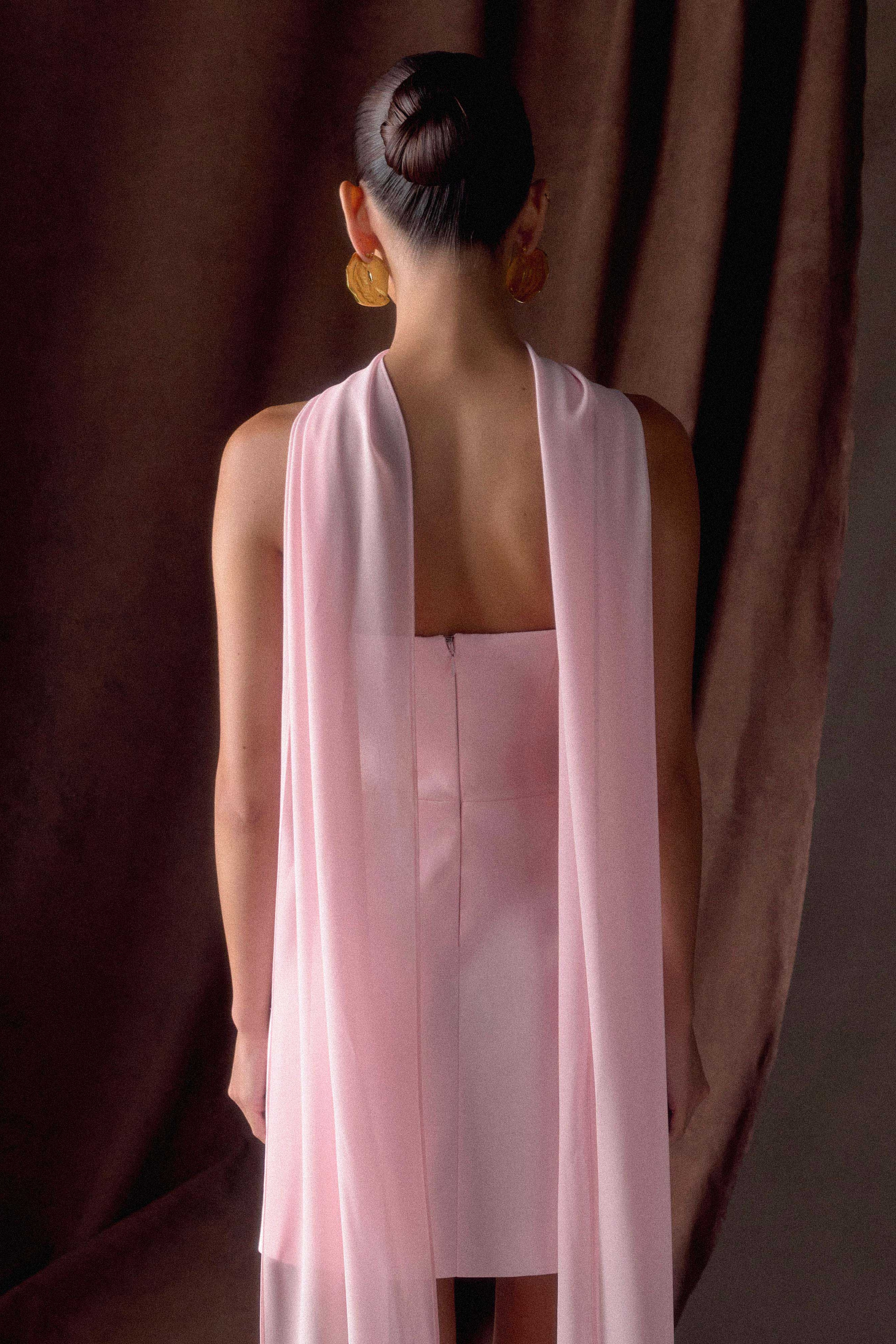 Pink Strapless Suiting Mini Dress