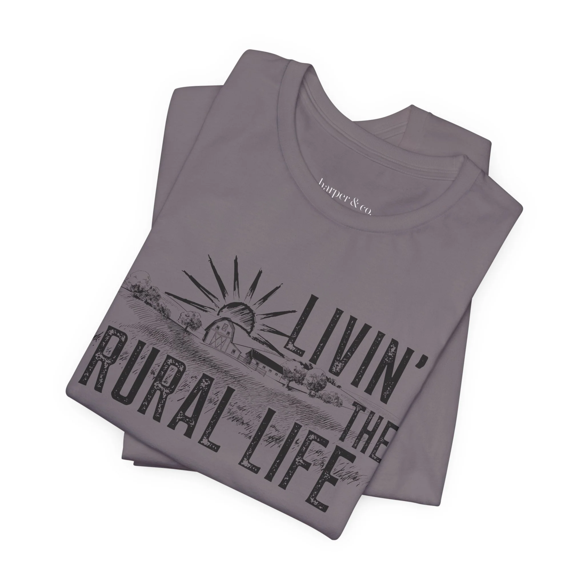 Living the Rural Life (black graphic) Bella Canvas Unisex Jersey T-Shirt - Multiple Colors