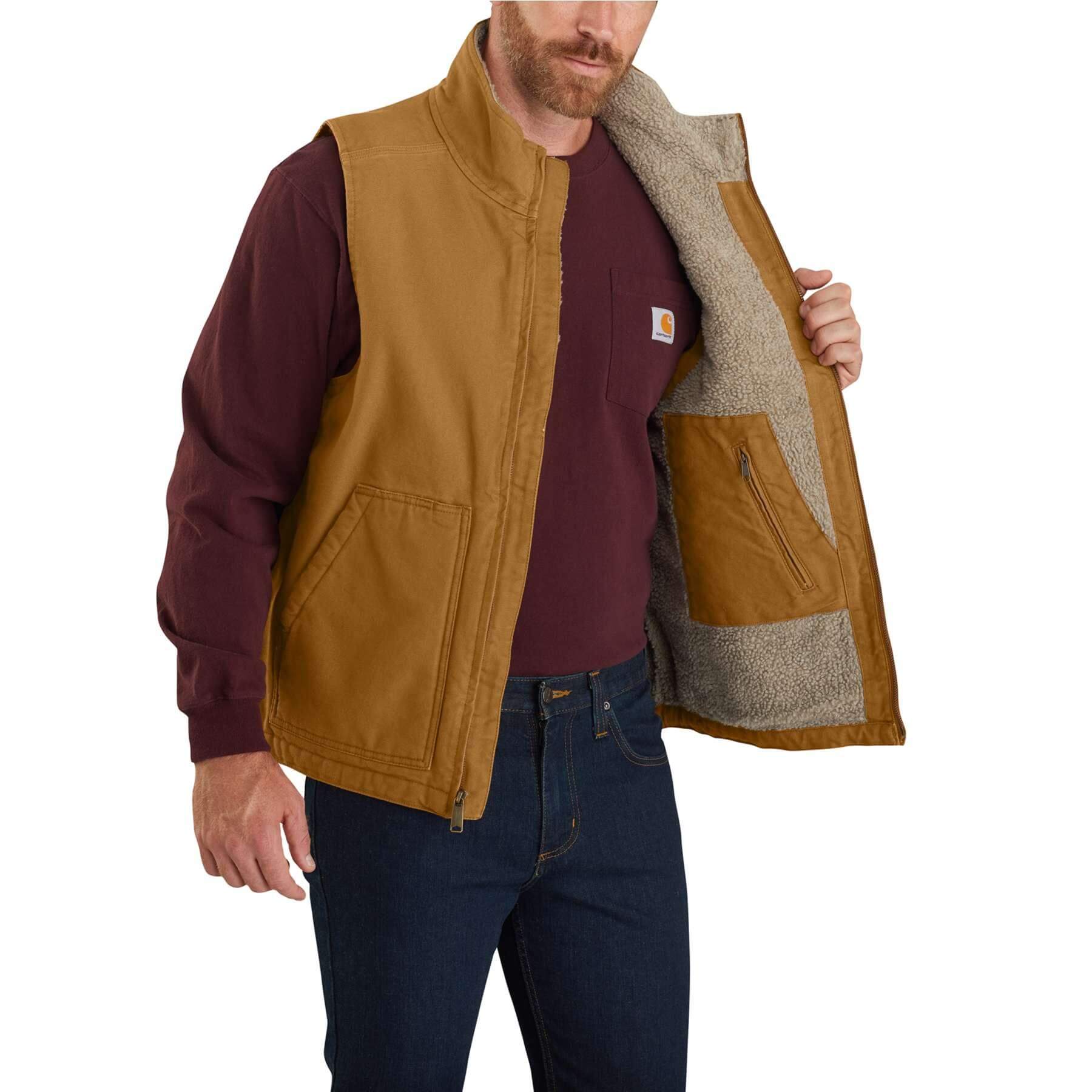 CHT Washed Duck Loose Fit Sherpa-Lined Mock Neck Gilet Vest 104277