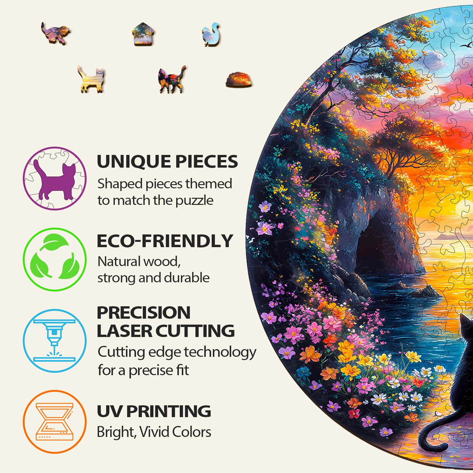 Sunset Kitten Wooden Jigsaw Puzzle