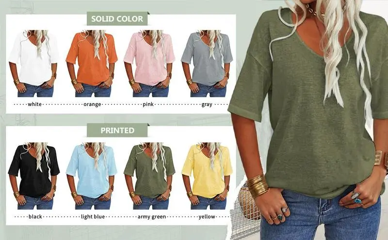 Women's Soft Solid Color Vneck Tshirt (Less than $3 each!)