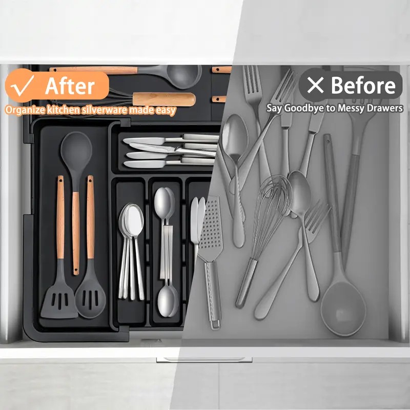 🔥3-PACK $24🔥Expandable Silverware Organizer – 9 Compartment, Adjustable 13