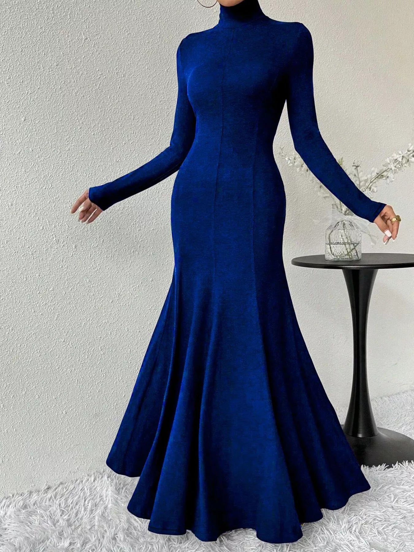 Turtleneck Long Sleeve Maxi Mermaid Dress