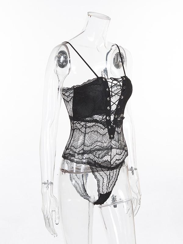 Split-Joint Bandage One-Piece Teddy Lingerie