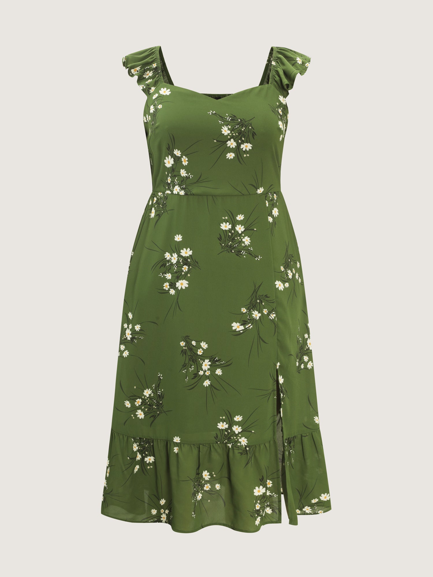 Floral Print Shirred Back Midi Dress