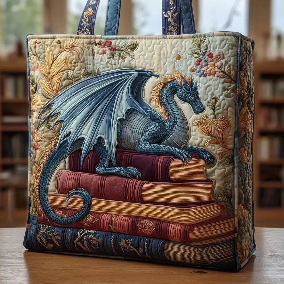 Guardian of the Story Realm Quilted Tote ✨🐉📚