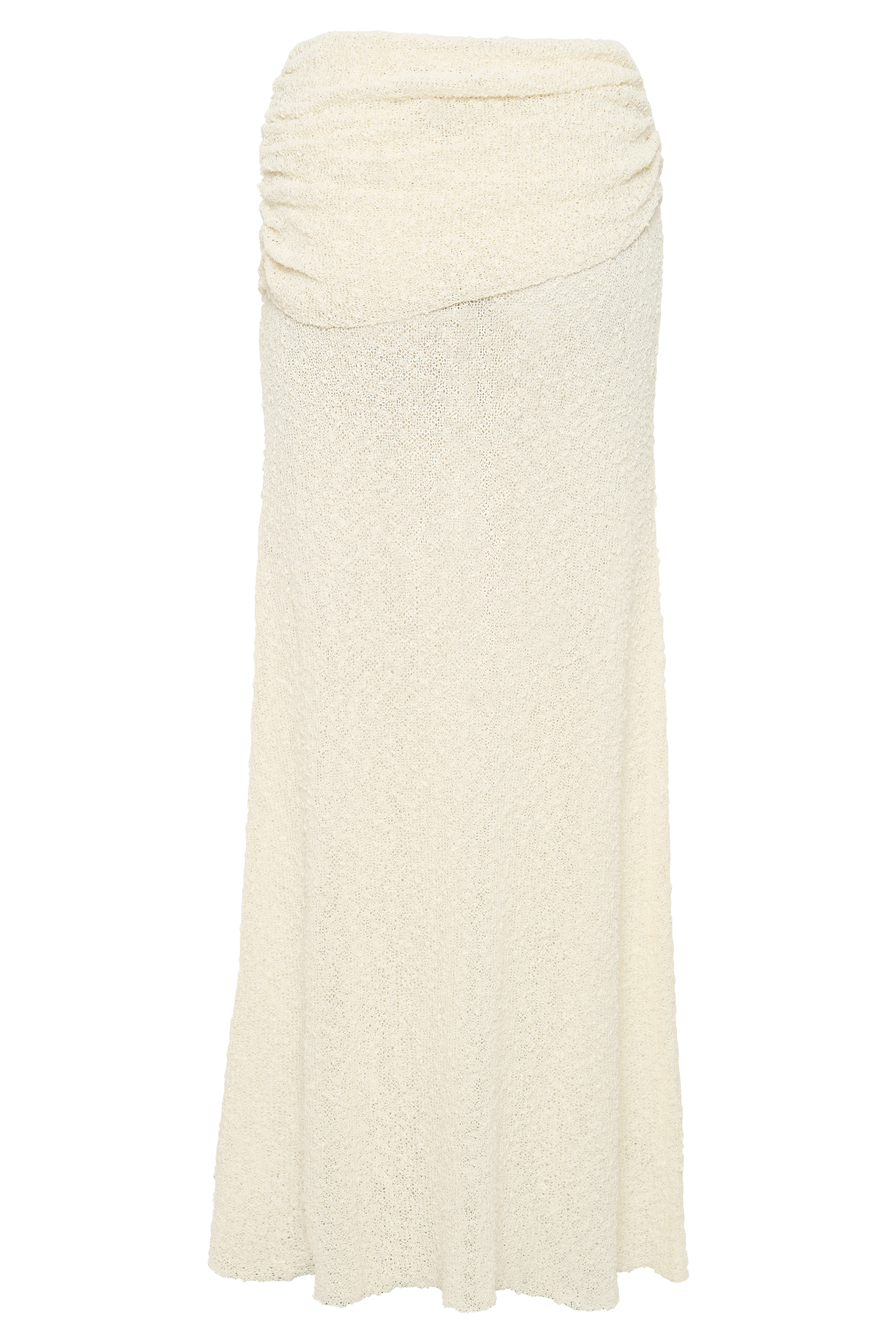 Ivory Ruched Knit Maxi Skirt