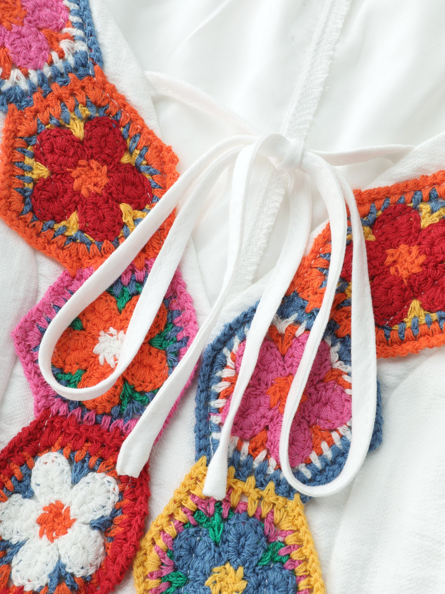 Colorful Floral Crochet Front Cami Midi Dress