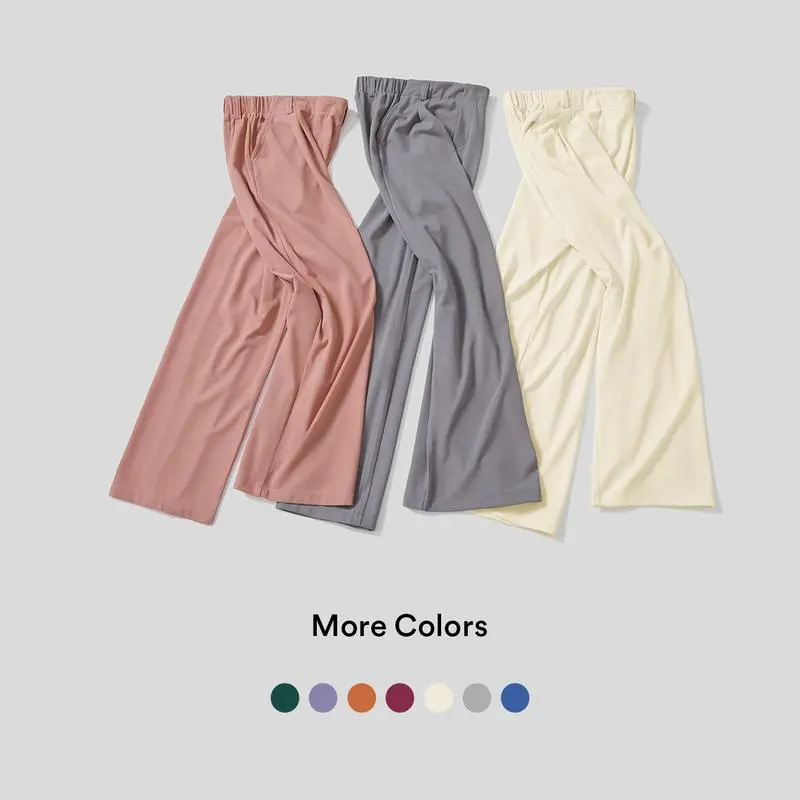 High Waisted Plicated Side Pocket Wide Waffle Work Pants